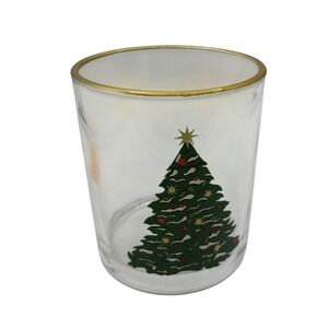Threshold Glass Tumbler Clear Christmas Tree Gold Rim Holiday Decor